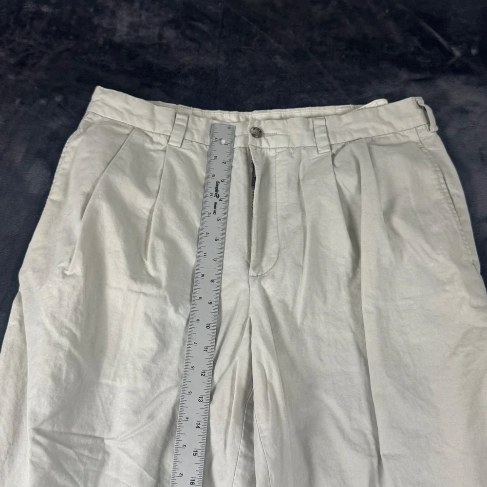 Brooks Brothers Pleated Chinos Mens 34x30 Beige Cotton Cuffed Dress Pants